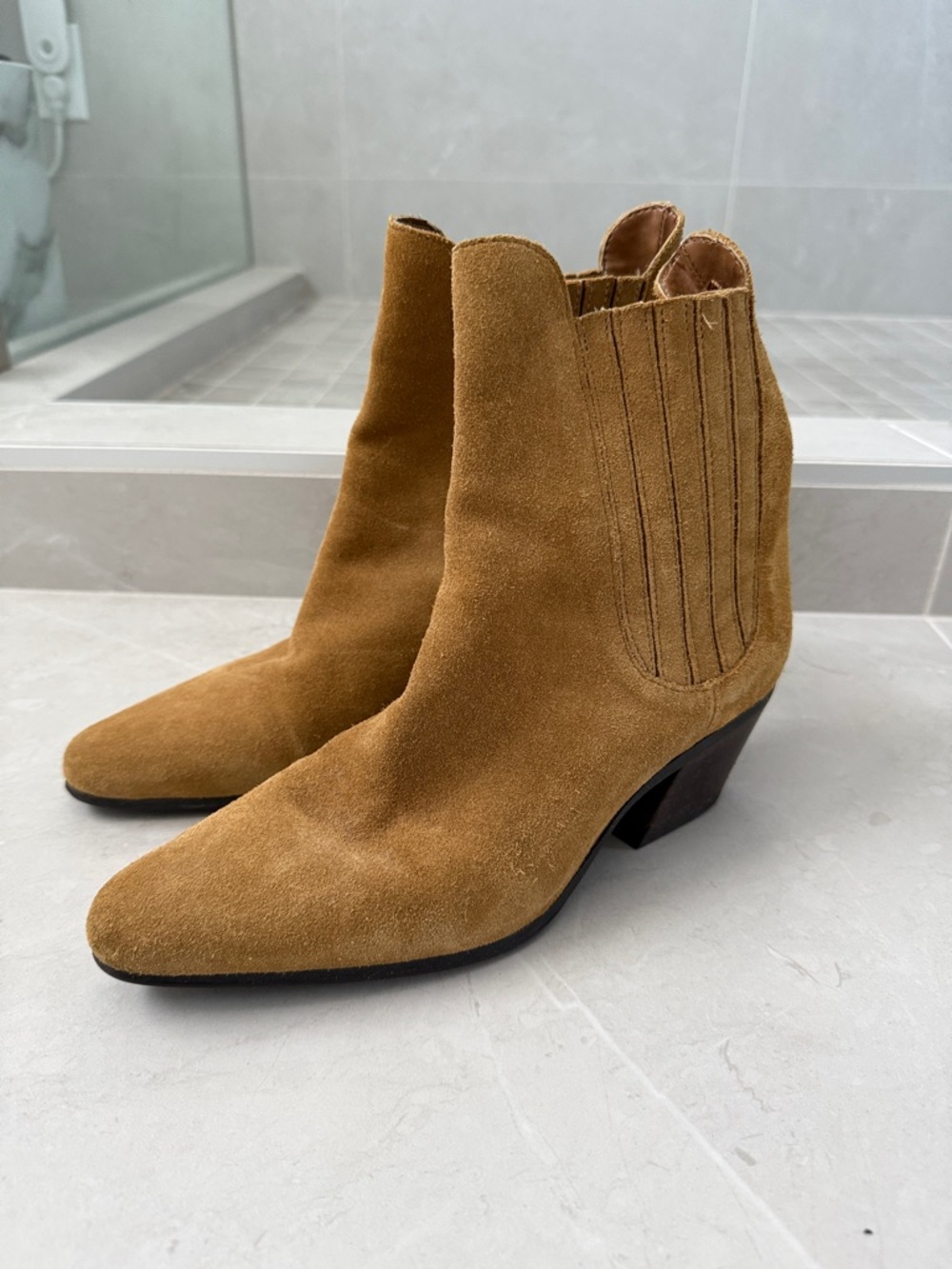 Zara Suede Cowboy Ankle Boots